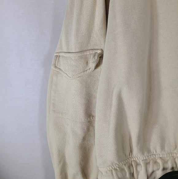 ICHI tan cropped hoodie Size medium women's - Picture 2 of 6